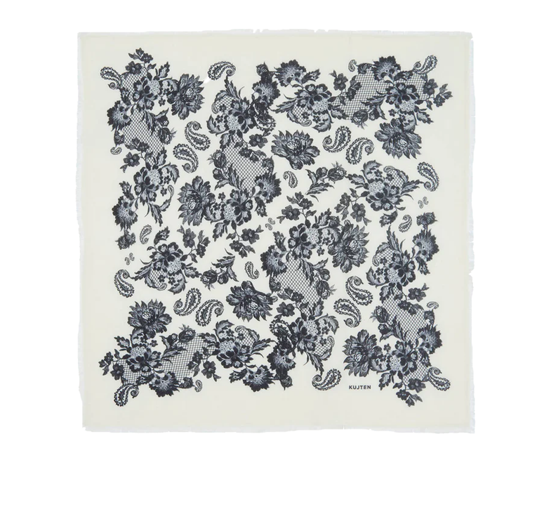 KUJTEN Women's Large Bandana Hachiko Lace White/Black