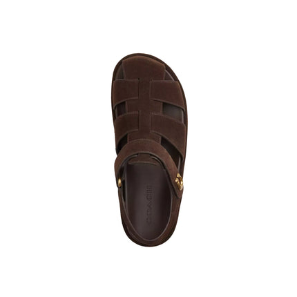 Coach Women's Sculpted C Fisherman Sandal Suede/Chocolate Brown