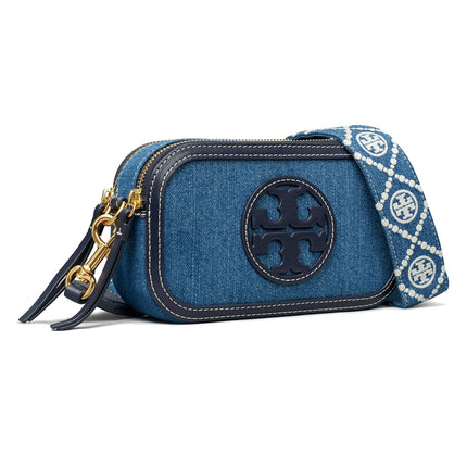 Tory Burch Women's Mini Miller Denim Crossbody Bag Denim Multi