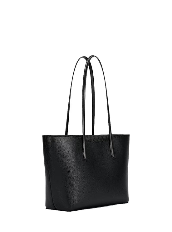 Michael Kors Women's Arden Large Pebbled Leather Tote Bag Black/Silver