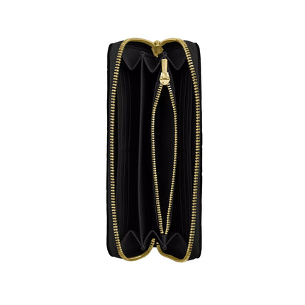 Coach Women's Long Zip Around Wallet In Signature Leather Gold/Black
