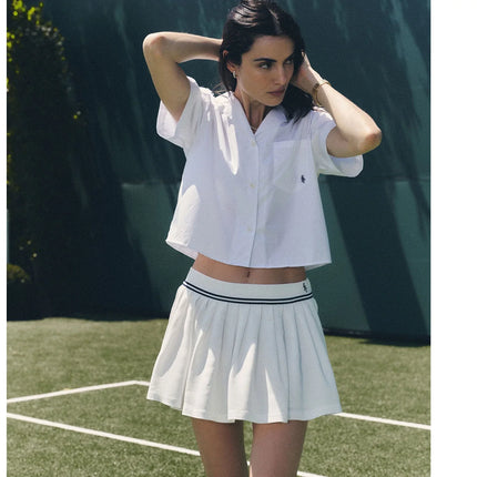Sporty & Rich Women's SRC Logo Abigail Skirt White/Navy