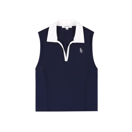 Sporty & Rich Women's SRC Sports Polo Vest SRC Sports Polo Vest Navy/White
