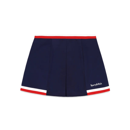 Sporty & Rich Women's Serif Logo Mila Skirt Navy/White/Fire Red