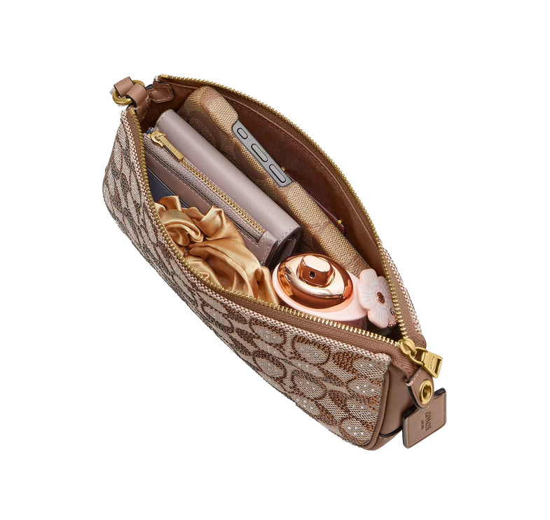 Coach Women's Plaza Bag In Crystal Signature Jacquard Brass/Mushroom