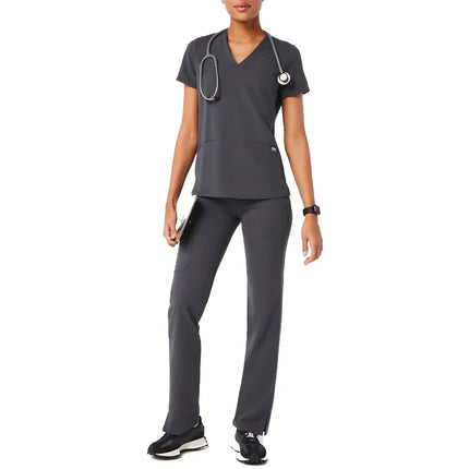 FIGS Women's Casma Three Pocket Scrub Top Charcoal
