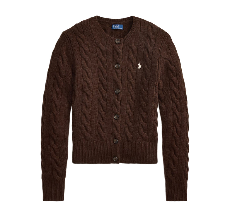 Polo Ralph Lauren Women's Cable-Knit Wool-Cashmere Cardigan Cedar Heather