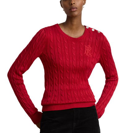 Polo Ralph Lauren Women's Button-Trim Cable-Knit Sweater Ralph Red