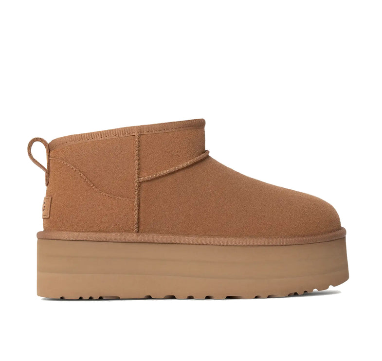 UGG Classic Ultra Mini Platform kadın botu, kahverengi (chestnut) süet