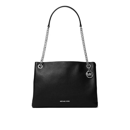 Michael Kors Women's Christina Medium Pebbled Leather Messenger Bag Silver/Black