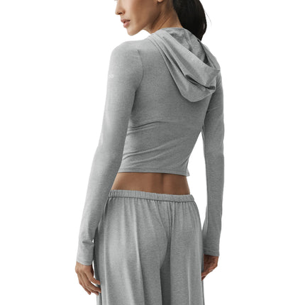 alo Women's Alosoft Finesse Full Zip Fitted Hoodie Vintage Athletic Heather