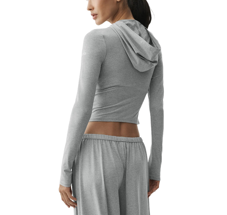 alo Women's Alosoft Finesse Full Zip Fitted Hoodie Vintage Athletic Heather