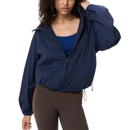 Uniqlo Women's Windproof Fleece Reversible Full-Zip Hoodie 69 Navy