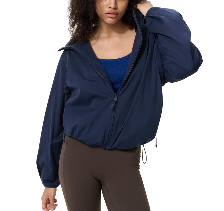 Uniqlo Women's Windproof Fleece Reversible Full-Zip Hoodie 69 Navy
