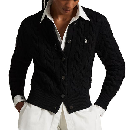 Polo Ralph Lauren Women's Cable-Knit Wool-Cashmere Cardigan Polo Black