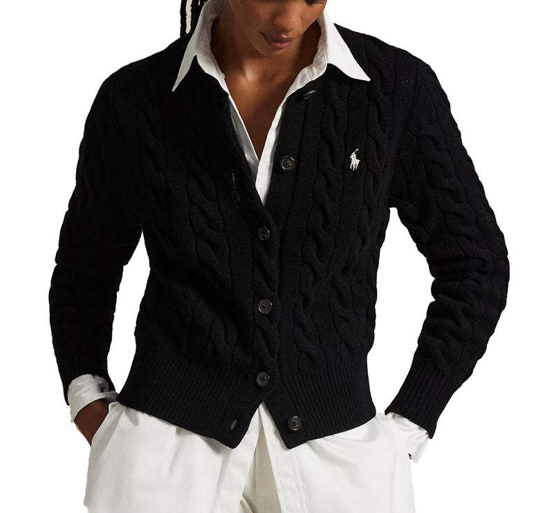 Polo Ralph Lauren Women's Cable-Knit Wool-Cashmere Cardigan Polo Black