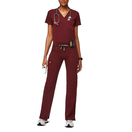 FIGS Women's Kade Cargo Scrub Pants Burgundy