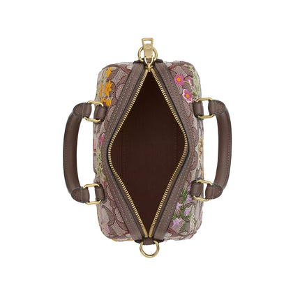 Coach Women's Mini Rowan Crossbody Bag In Signature Jacquard With Floral Embroidery Gold/Oak Multi