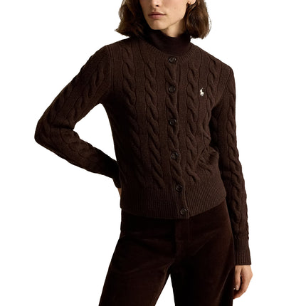 Polo Ralph Lauren Women's Cable-Knit Wool-Cashmere Cardigan Cedar Heather