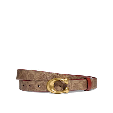 Coach Women's Sculpted C Buckle Cut-To-Size Reversible Belt, 25 Mm Brass/Tan/Rust