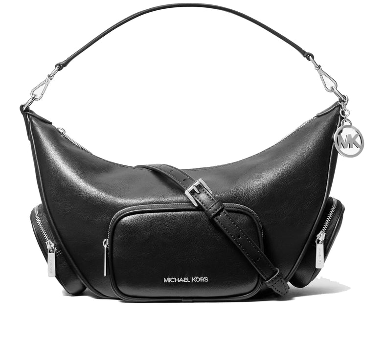 Michael Kors Women's Merritt Medium Burnished Convertible Shoulder Bag Black/Silver