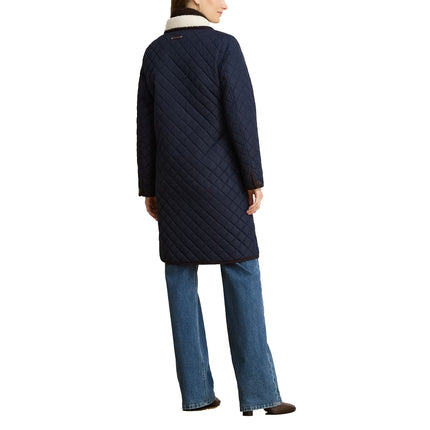 Polo Ralph Lauren Women's Faux-Shearling-Trim Quilted Jacket Dark Navy