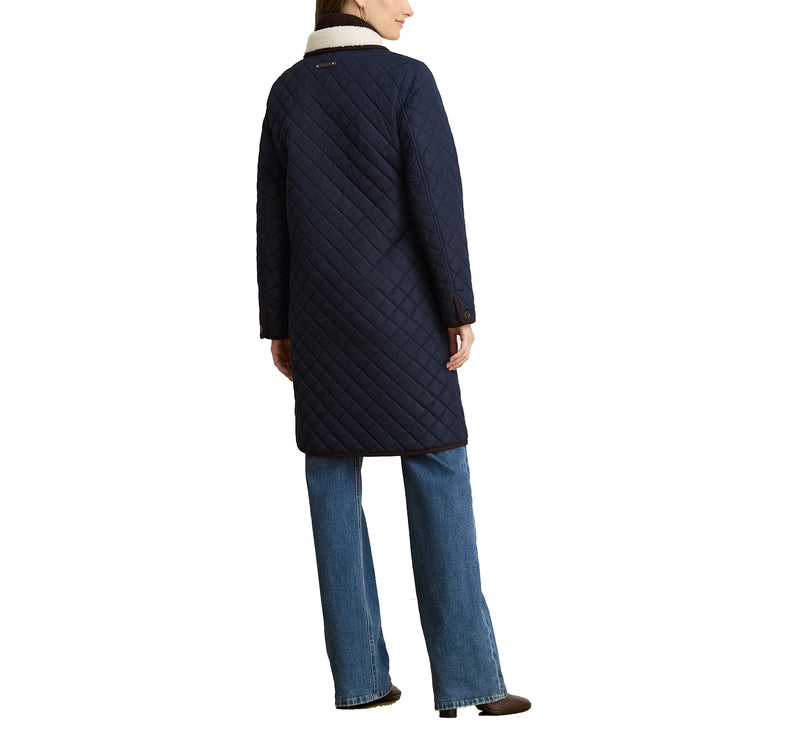 Polo Ralph Lauren Women's Faux-Shearling-Trim Quilted Jacket Dark Navy