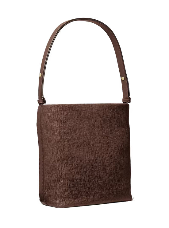 Michael Kors Women's Roey Medium Pebbled Leather Bucket Messenger Bag Nutmeg