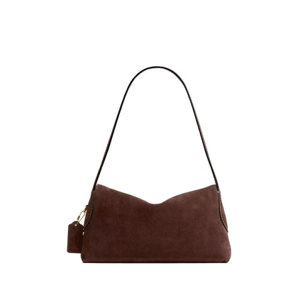Coach Women's Chelsea Shoulder Bag 26 Suede/Brass/Dark Chocolate