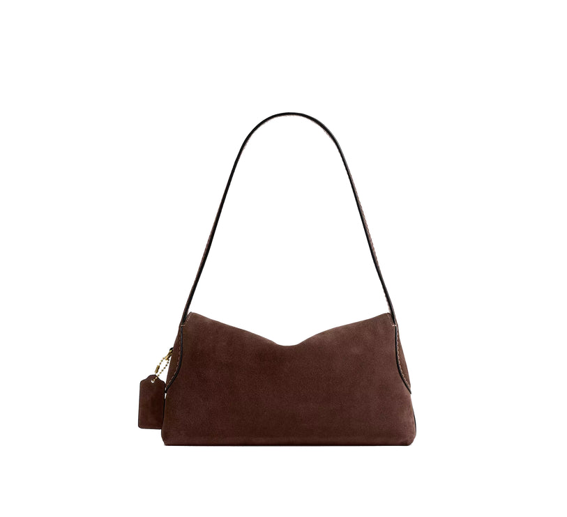 Coach Women's Chelsea Shoulder Bag 26 Suede/Brass/Dark Chocolate