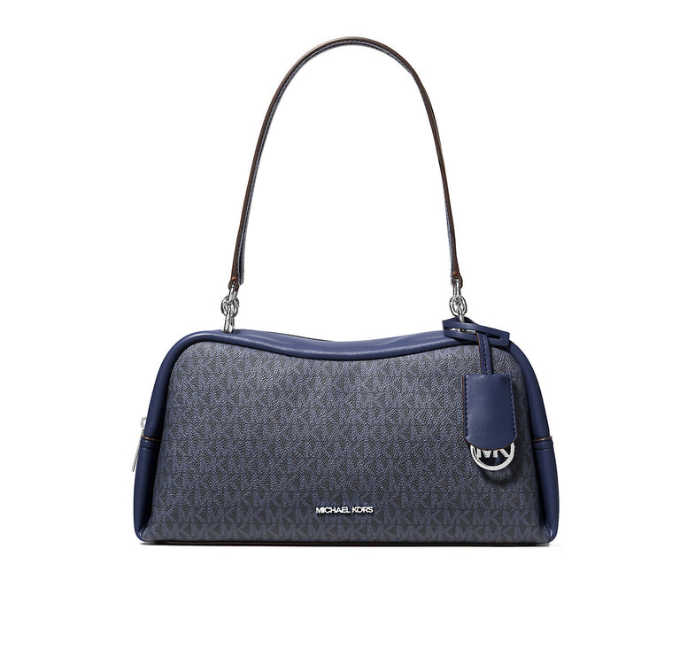 Michael Kors Women's Cecily Medium Signature Logo Shoulder Bag Admiral/Silver