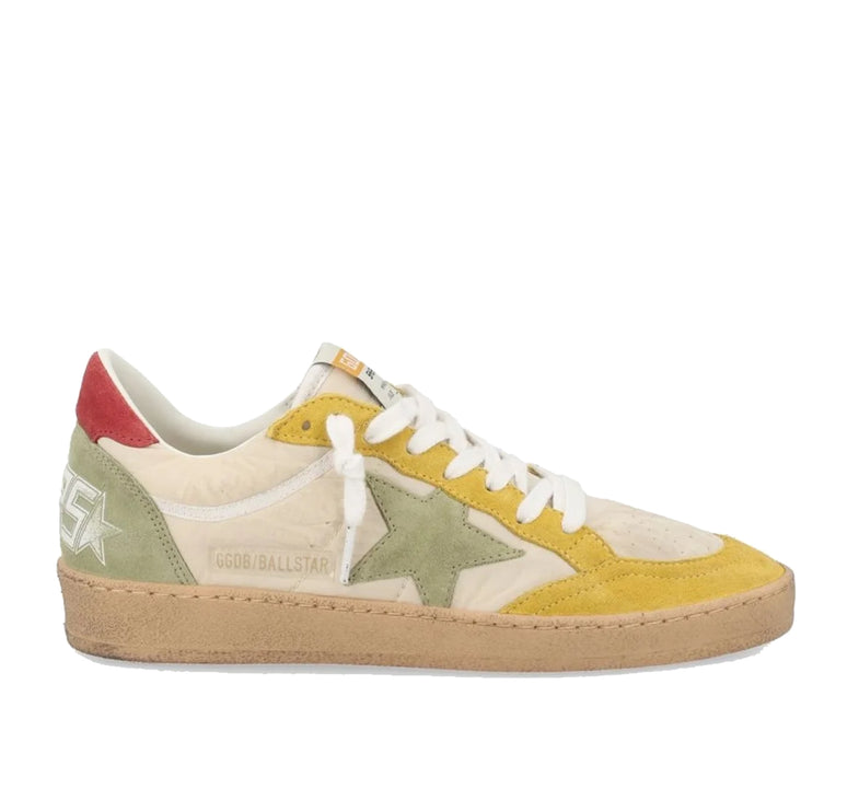 Golden Goose Women's Ball Star Sneakers Green Star Yellow Multi