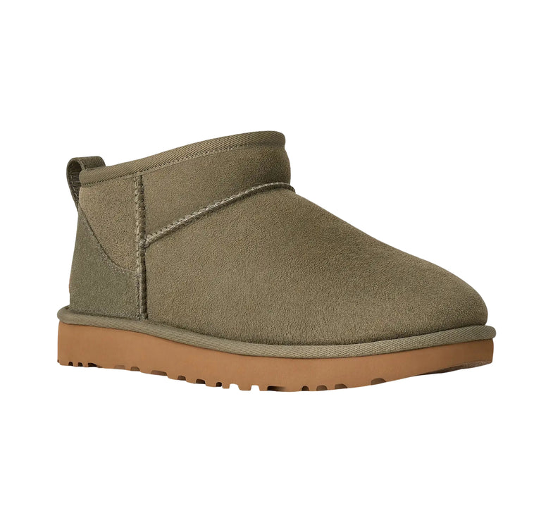 UGG Classic Ultra Mini kadın botu, yeşil (moss green) süet