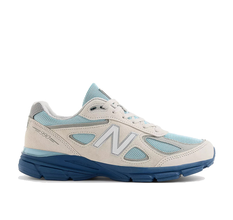 New Balance Made in USA 990v4 Moonbeam with Cloud Blue and Magic Blue U990MB4