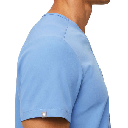 FIGS Men's Leon Three Pocket Scrub Top Ceil Blue