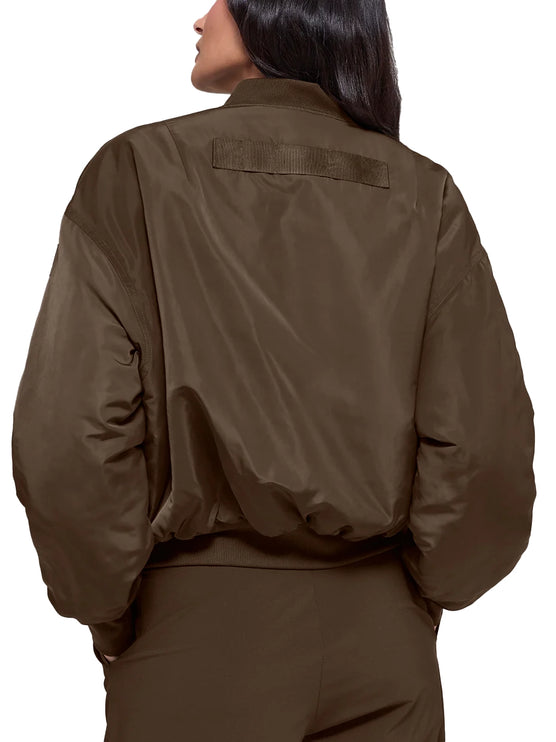 alo Women's Faux Fur Urbanite Bomber Espresso/Ivory