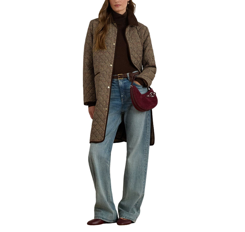 Polo Ralph Lauren Women's Glen Plaid Corduroy-Trim Quilted Jacket Heritage Plaid