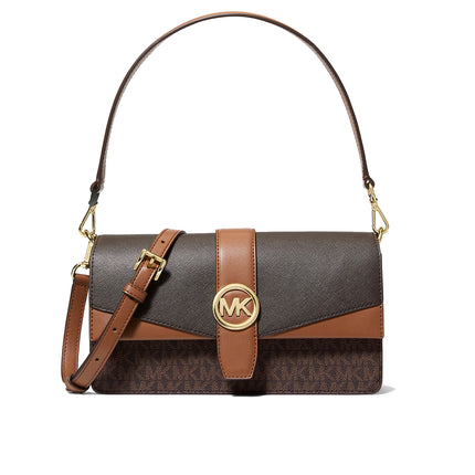 Michael Kors Women's Greenwich Medium Signature Logo Convertible Crossbody Bag Brown