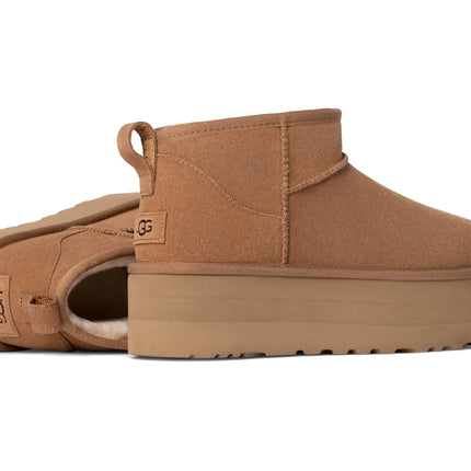 UGG Classic Ultra Mini Platform kadın botu, kahverengi (chestnut) süet