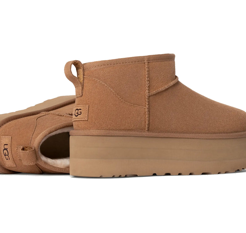 UGG Classic Ultra Mini Platform kadın botu, kahverengi (chestnut) süet