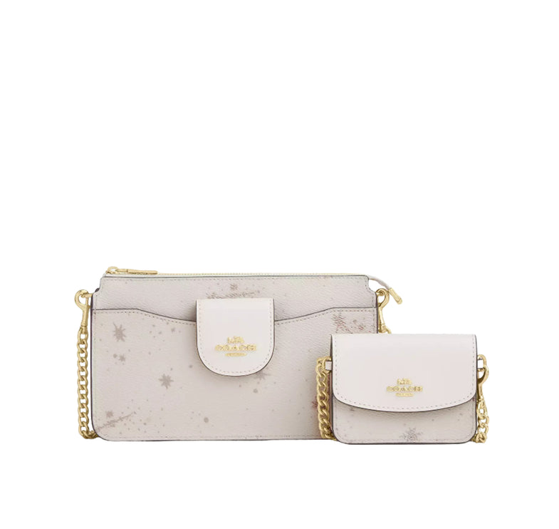 Coach Women's Poppy Crossbody Bag With Star Print Gold/Chalk Multi