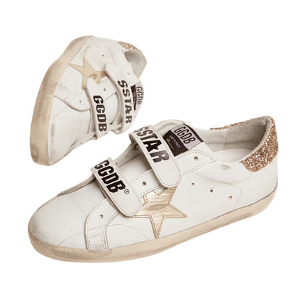 Golden Goose Women's Old School with Gold Star and Gold Glitter