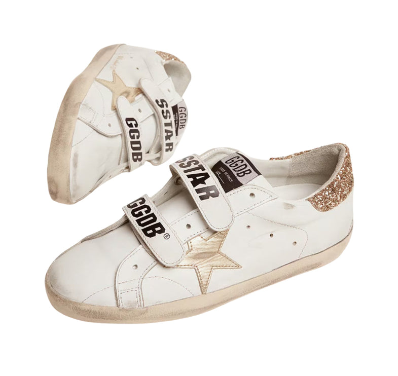 Golden Goose Women's Old School with Gold Star and Gold Glitter