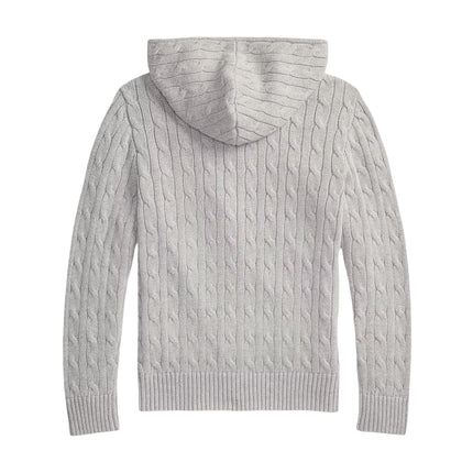 Polo Ralph Lauren Boy's Cable Cotton Hooded Full-Zip Sweater Andover Heather