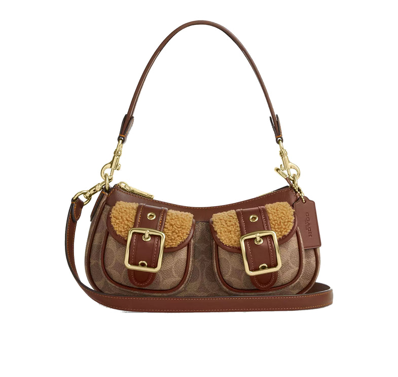 Coach Women's Ashton Bag With Signature Canvas Gold/Tan/Vintage Brown