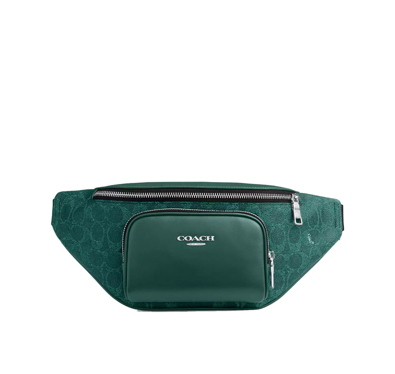 Coach Unisex Racer Small Belt Bag In Signature Canvas Silver/Sea Green