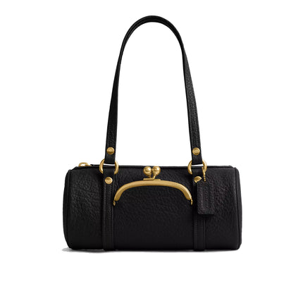 Coach Women's Kisslock Barrel Bag 28 Brass/Black