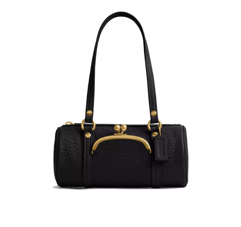Coach Women's Kisslock Barrel Bag 28 Brass/Black