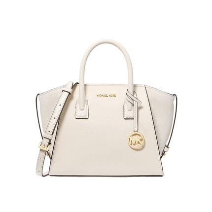 Michael Kors Women's Avril Small Pebbled Leather Satchel Light Cream