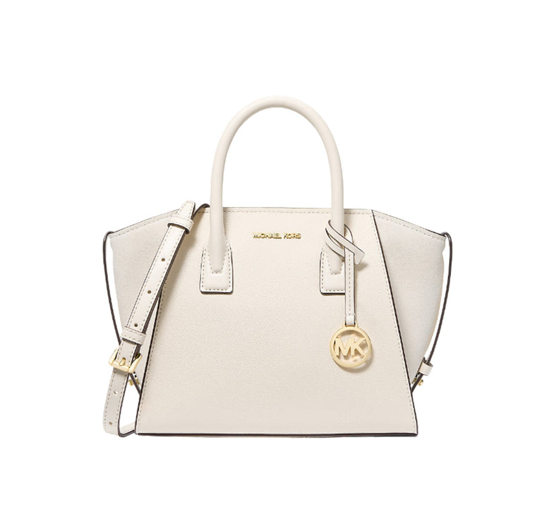 Michael Kors Women's Avril Small Pebbled Leather Satchel Light Cream